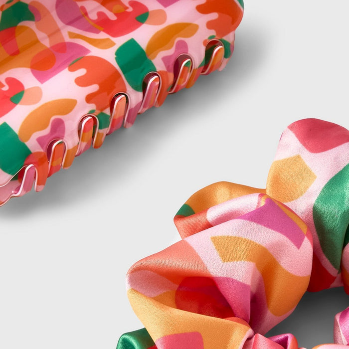 Girls' 2pk Claw Clip and Twister Set - art class Orange