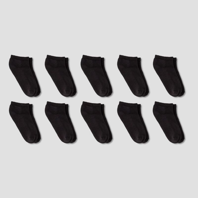 Boys' 10pk Low Cut Athletic Socks - Cat & Jack Black S