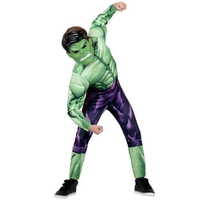 Kids' Marvel Hulk Muscle Chest Halloween Costume Jumpsuit with Mask M*15