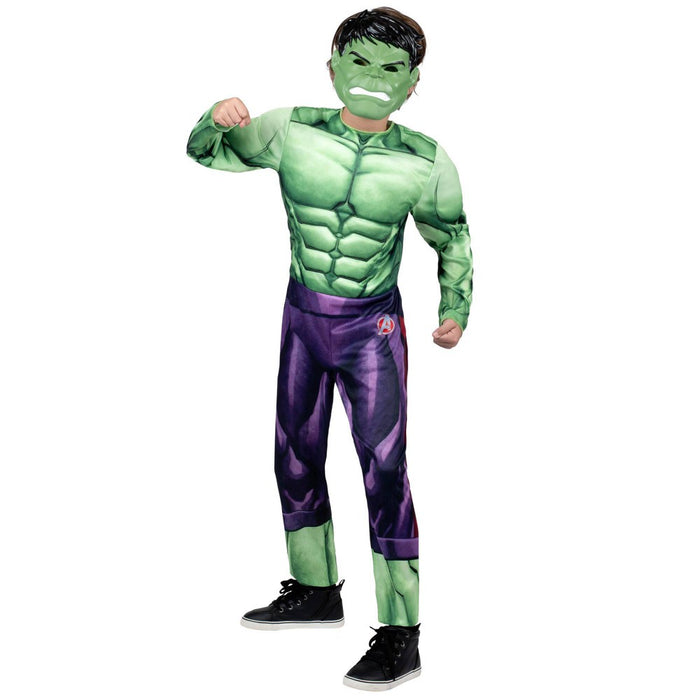 Kids' Marvel Hulk Muscle Chest Halloween Costume Jumpsuit with Mask M*15