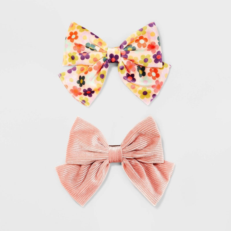 Girls' 2pk Floral Printed Barrette Set - art class