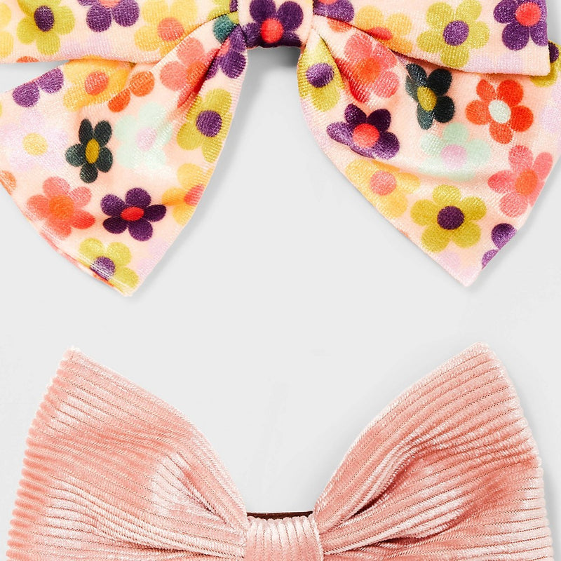 Girls' 2pk Floral Printed Barrette Set - art class