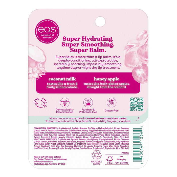 eos 24H Moisture Super Lip Balm - Coconut Milk & Honey Apple - 0.35 fl oz/2pk