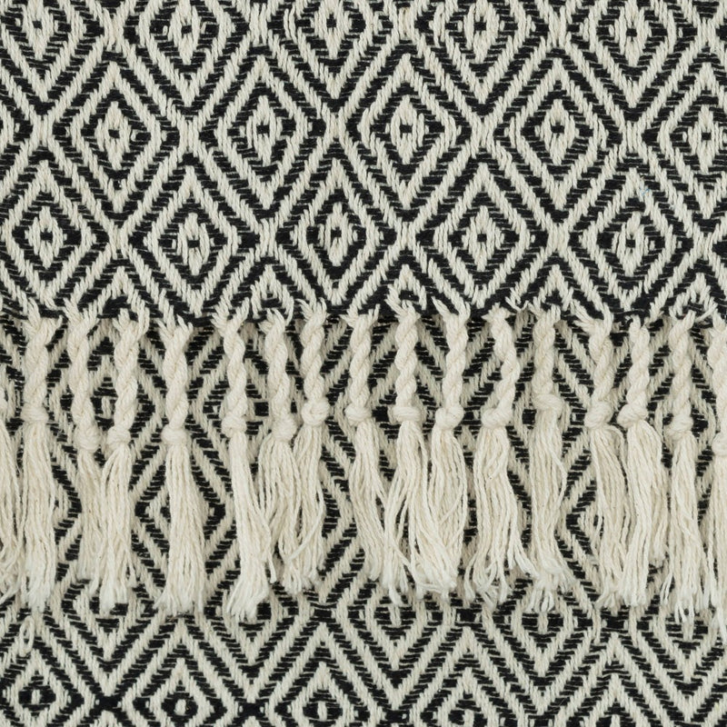 50"x60" Diamond Throw Blanket Ivory/Black - Rizzy Home