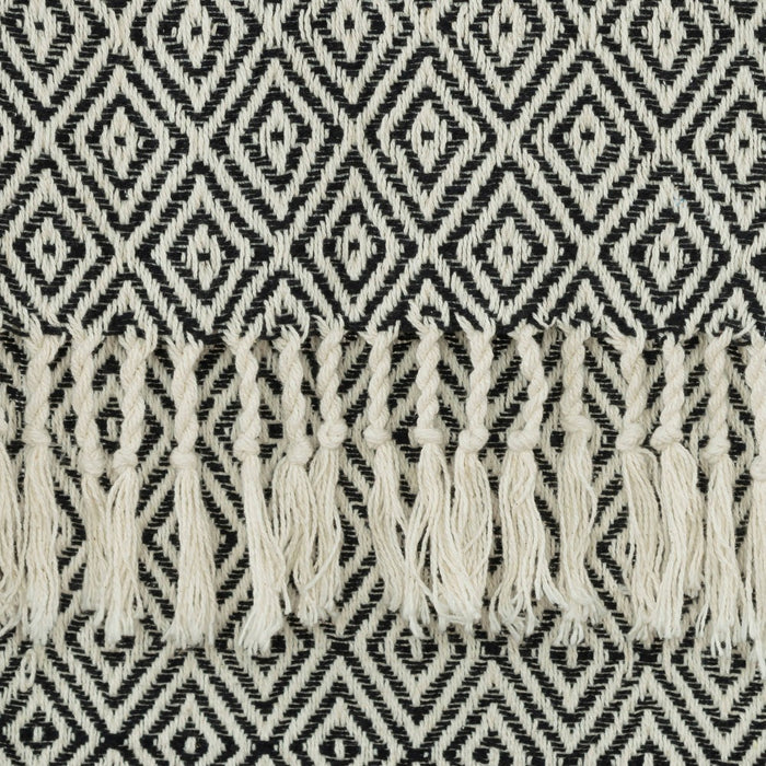 50"x60" Diamond Throw Blanket Ivory/Black - Rizzy Home