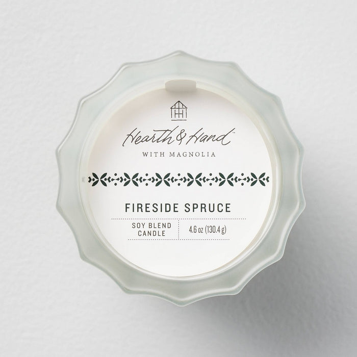Milky Glass Fireside Spruce Mini Jar Christmas Candle Ivory 4.6oz - Hearth & Hand with Magnolia