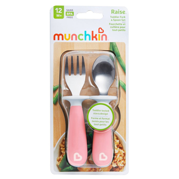 Munchkin Raise Toddler Fork and Spoon Set - 2pk - Pink