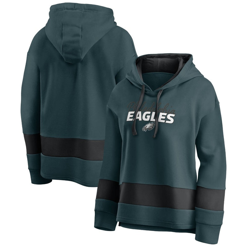 NFL Philadelphia Eagles Women's Halftime Adjustment Long Sleeve Fleece Hooded Sweatshirt - L