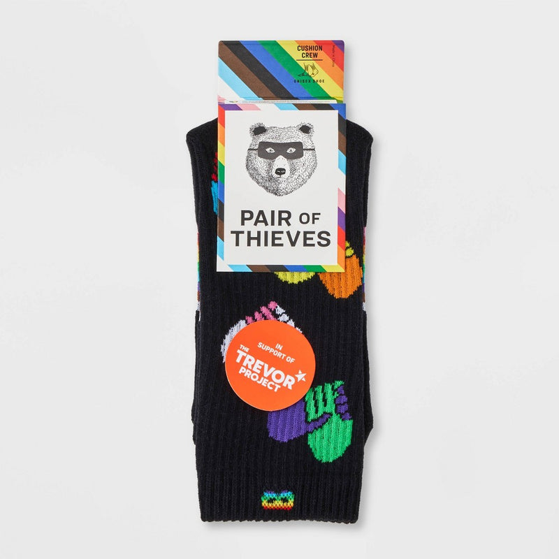 Pair of Thieves Men's Helping Hands Cushion Crew Socks - Black 6-12 *ADD 3 TO YOUR CART & 1 IS FREE!*