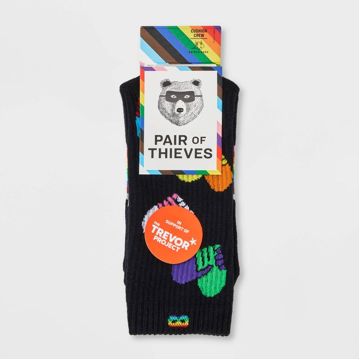 Pair of Thieves Men's Helping Hands Cushion Crew Socks - Black 6-12 *ADD 3 TO YOUR CART & 1 IS FREE!*