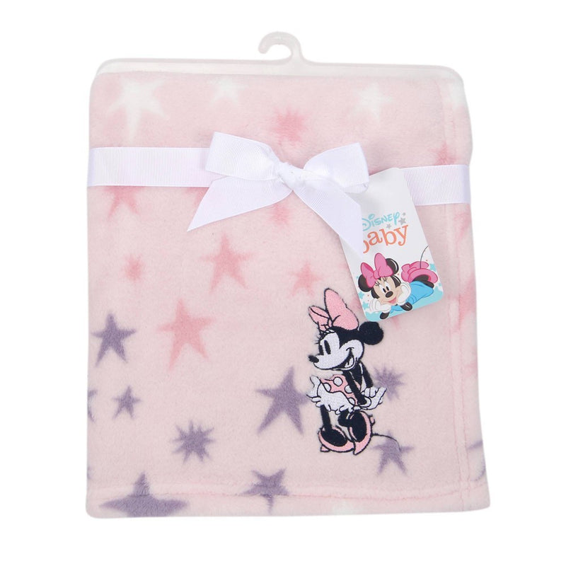 Lambs & Ivy Disney Baby Minnie Mouse Appliqued Pink Star Fleece Baby Blanket