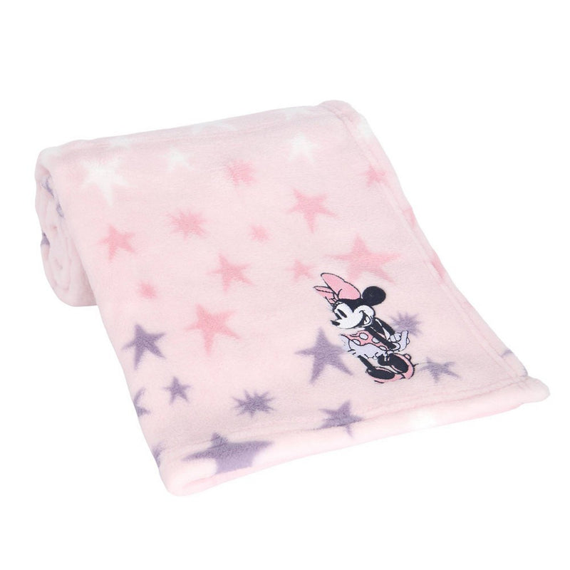 Lambs & Ivy Disney Baby Minnie Mouse Appliqued Pink Star Fleece Baby Blanket