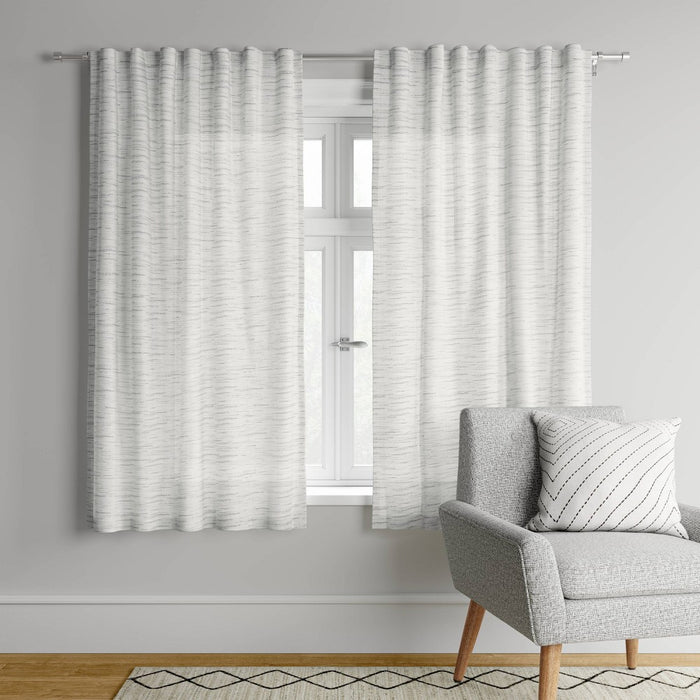 1pc 54"x84" Light Filtering Striation Herringbone Window Curtain Panel White/Gray - Project 62