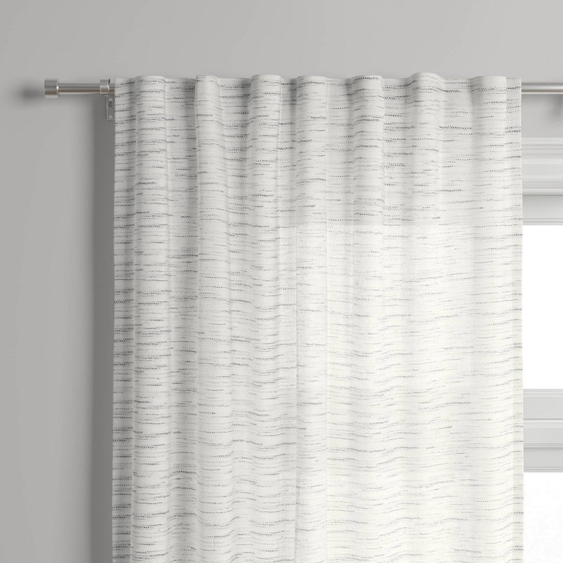 1pc 54"x84" Light Filtering Striation Herringbone Window Curtain Panel White/Gray - Project 62