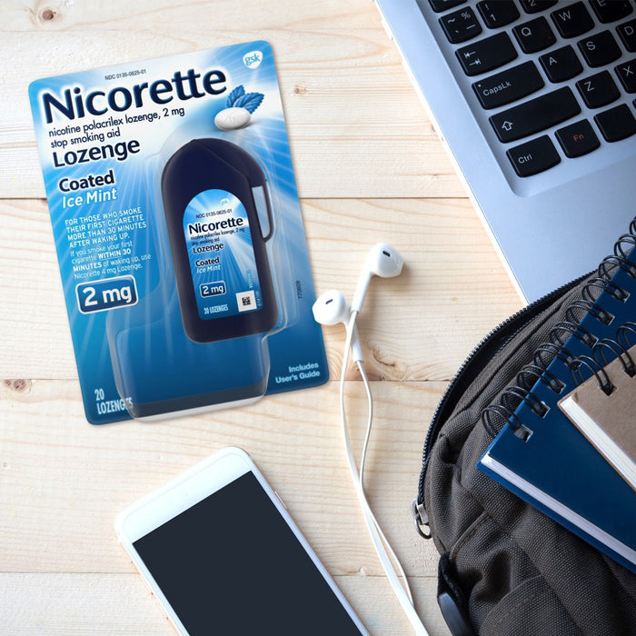 Nicorette 2mg Coated Nicotine Lozenge Stop Smoking Aid - Ice Mint - 80ct
