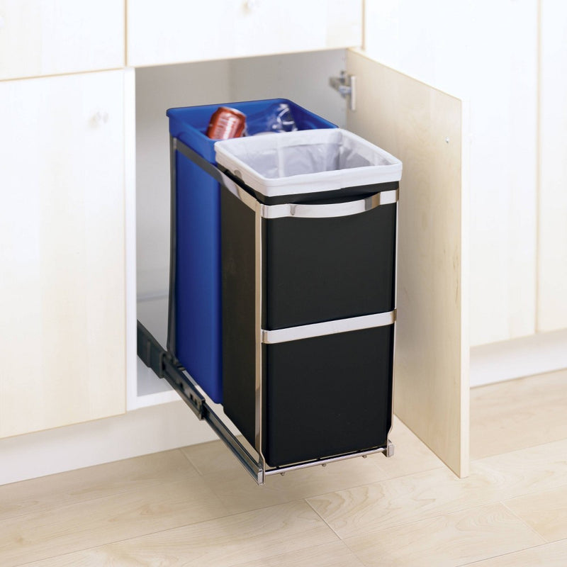 simplehuman 35L Under Counter Pull-Out Trash Can, Heavy-Duty Steel Frame