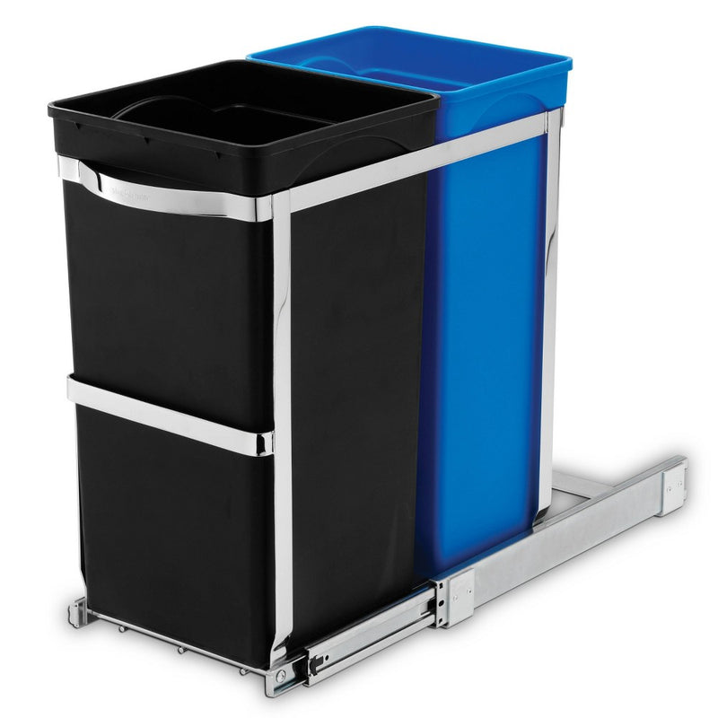 simplehuman 35L Under Counter Pull-Out Trash Can, Heavy-Duty Steel Frame