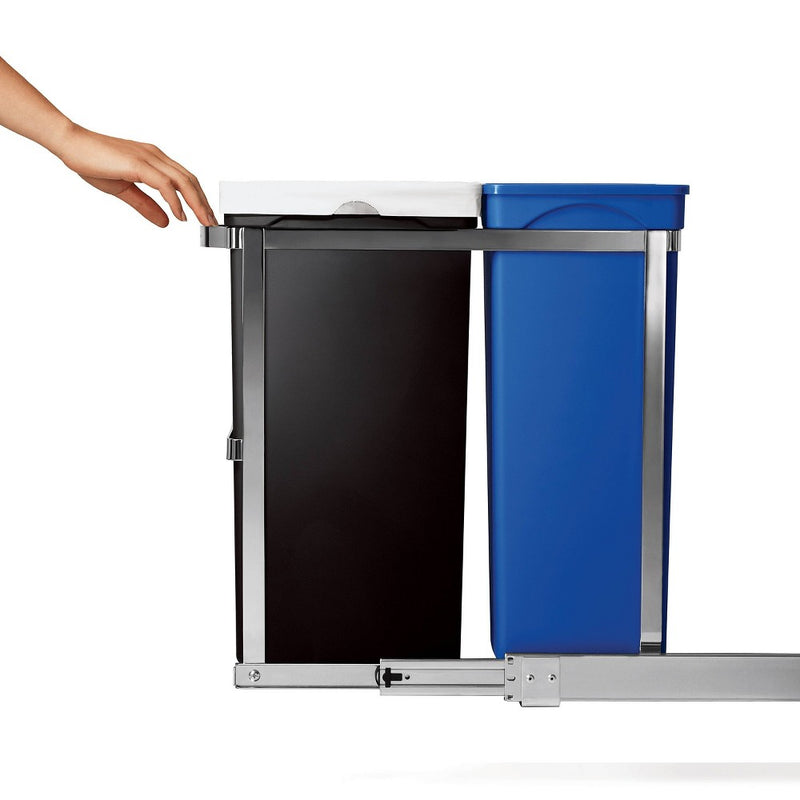 simplehuman 35L Under Counter Pull-Out Trash Can, Heavy-Duty Steel Frame