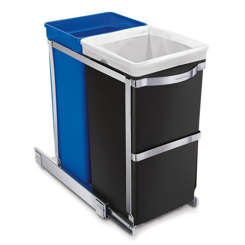 simplehuman 35L Under Counter Pull-Out Trash Can, Heavy-Duty Steel Frame