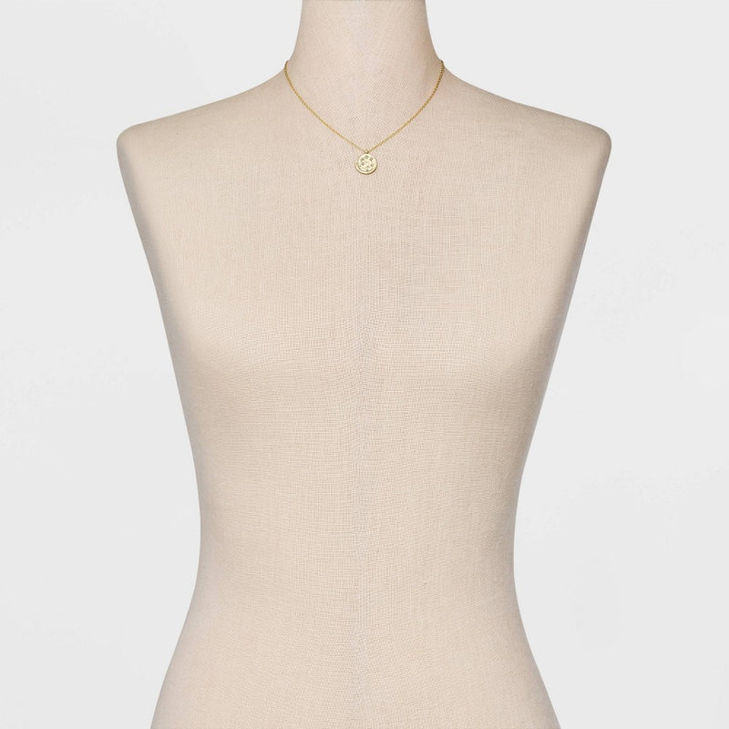 Beloved + Inspired 14K Gold Dipped 'Libra' Disc with Stones Pendant Necklace - Gold