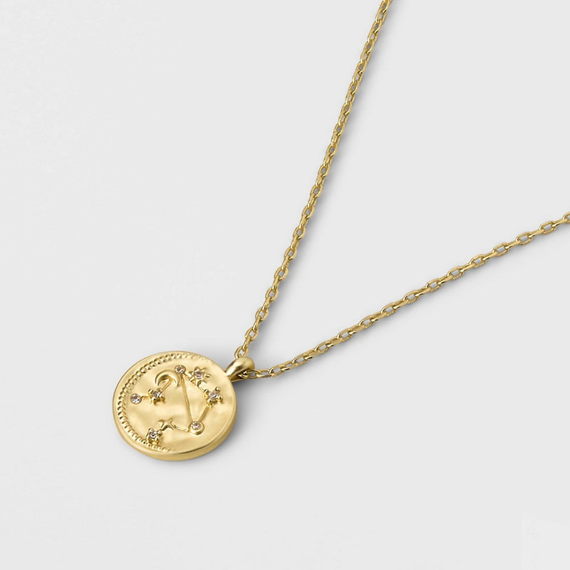 Beloved + Inspired 14K Gold Dipped 'Libra' Disc with Stones Pendant Necklace - Gold