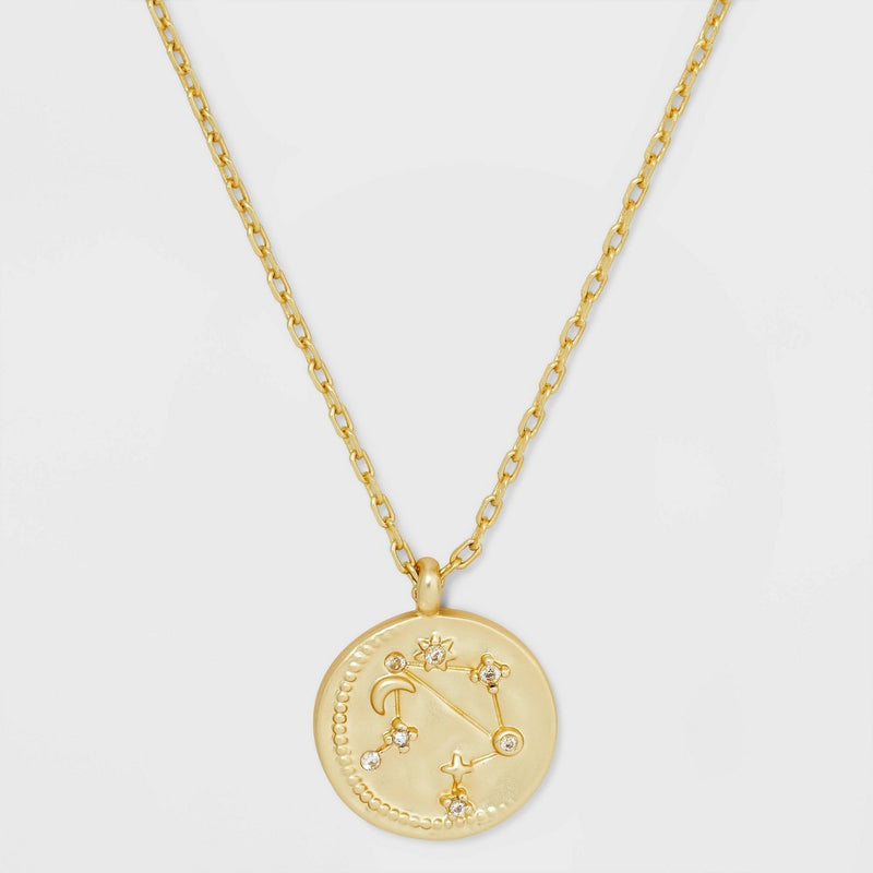 Beloved + Inspired 14K Gold Dipped 'Libra' Disc with Stones Pendant Necklace - Gold