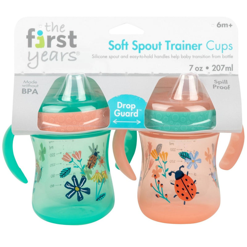 The First Years Soft Spout Trainer Cups - Lady Bug - 2pk/7oz