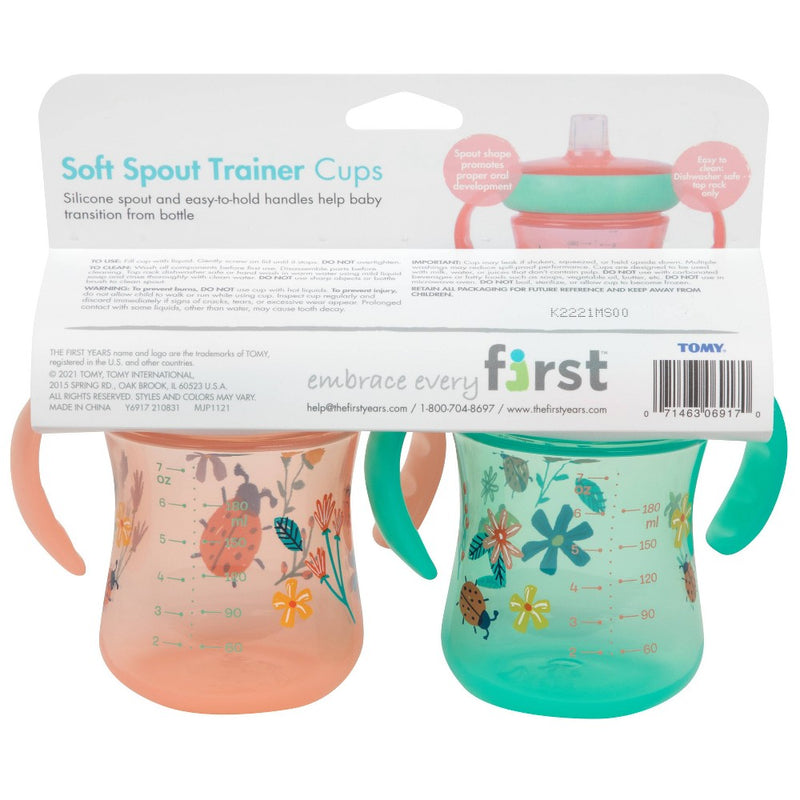 The First Years Soft Spout Trainer Cups - Lady Bug - 2pk/7oz