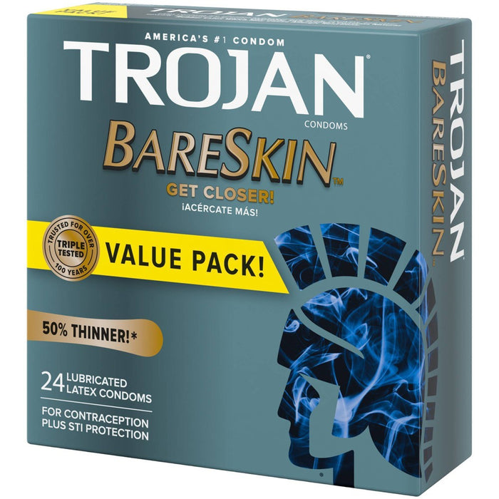 Trojan Bareskin Thin Premium Lubricated Condoms - 24ct