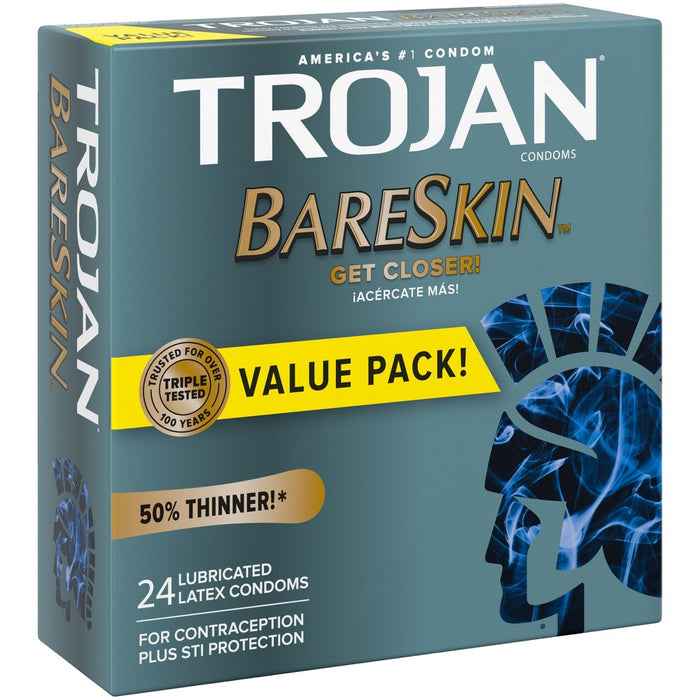 Trojan Bareskin Thin Premium Lubricated Condoms - 24ct