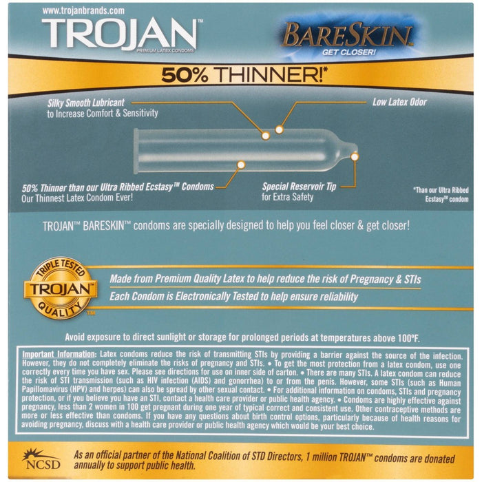 Trojan Bareskin Thin Premium Lubricated Condoms - 24ct