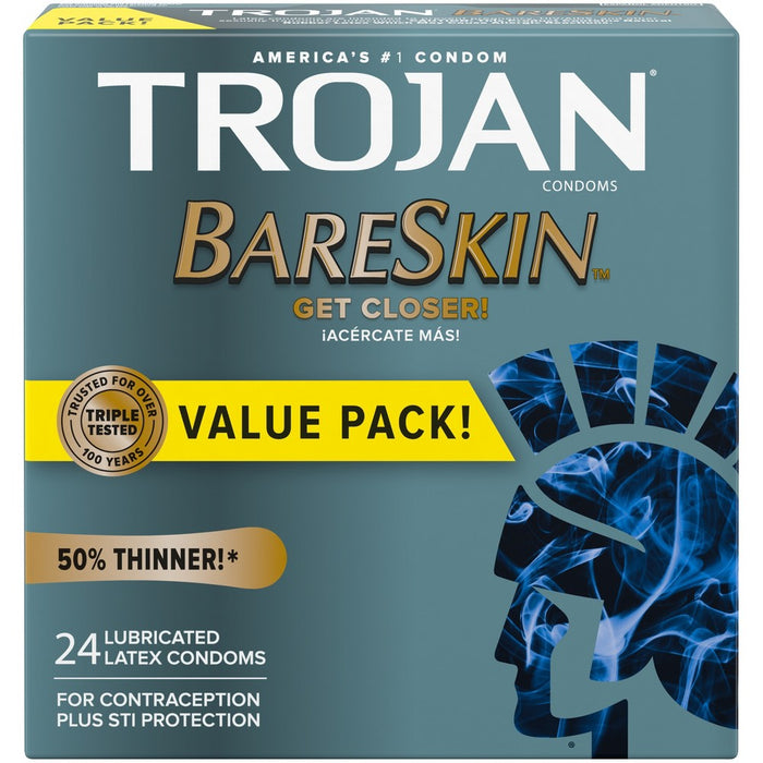 Trojan Bareskin Thin Premium Lubricated Condoms - 24ct