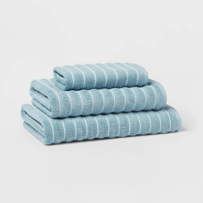 Performance Plus Oversized Bath Towel Aqua Striped - Threshold