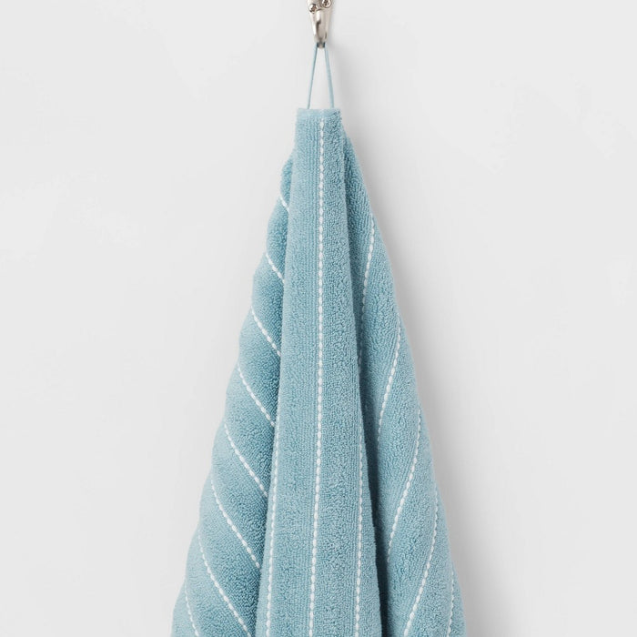 Performance Plus Oversized Bath Towel Aqua Striped - Threshold