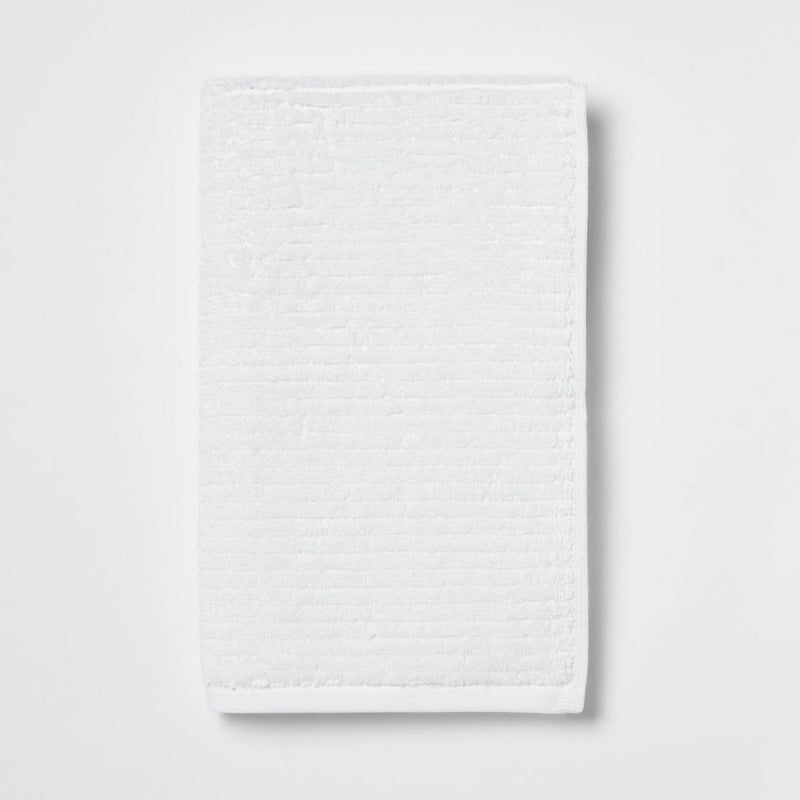 4pk Quick Dry Ribbed Hand/Wash Towel Set White - Threshold