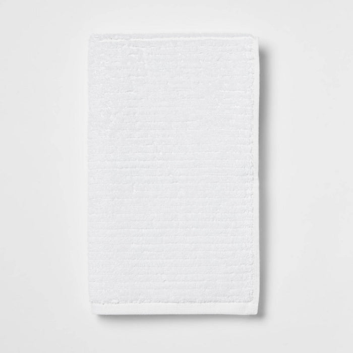 4pk Quick Dry Ribbed Hand/Wash Towel Set White - Threshold