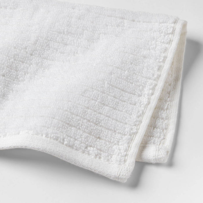 4pk Quick Dry Ribbed Hand/Wash Towel Set White - Threshold
