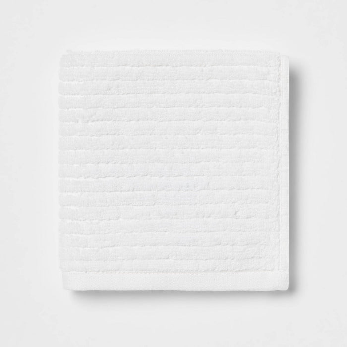 4pk Quick Dry Ribbed Hand/Wash Towel Set White - Threshold