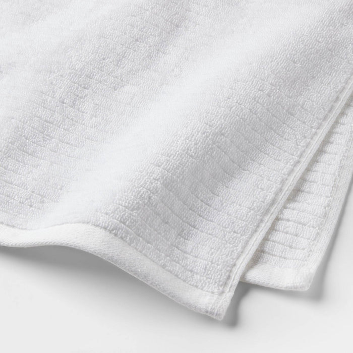 4pk Quick Dry Ribbed Hand/Wash Towel Set White - Threshold