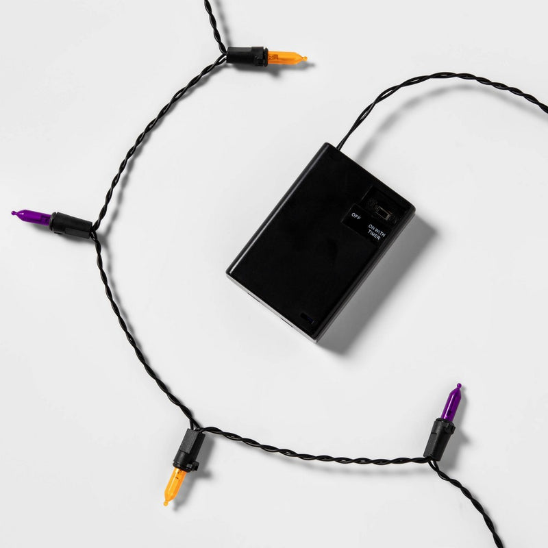 60ct LED Battery Operated Halloween String Lights Orange/Purple - Hyde & EEK! Boutique