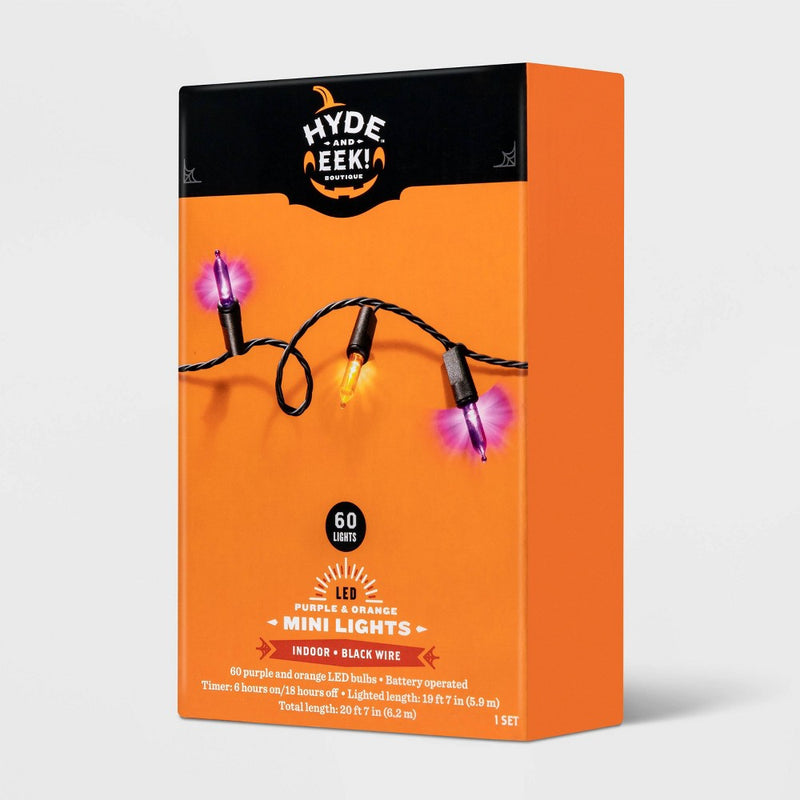 60ct LED Battery Operated Halloween String Lights Orange/Purple - Hyde & EEK! Boutique