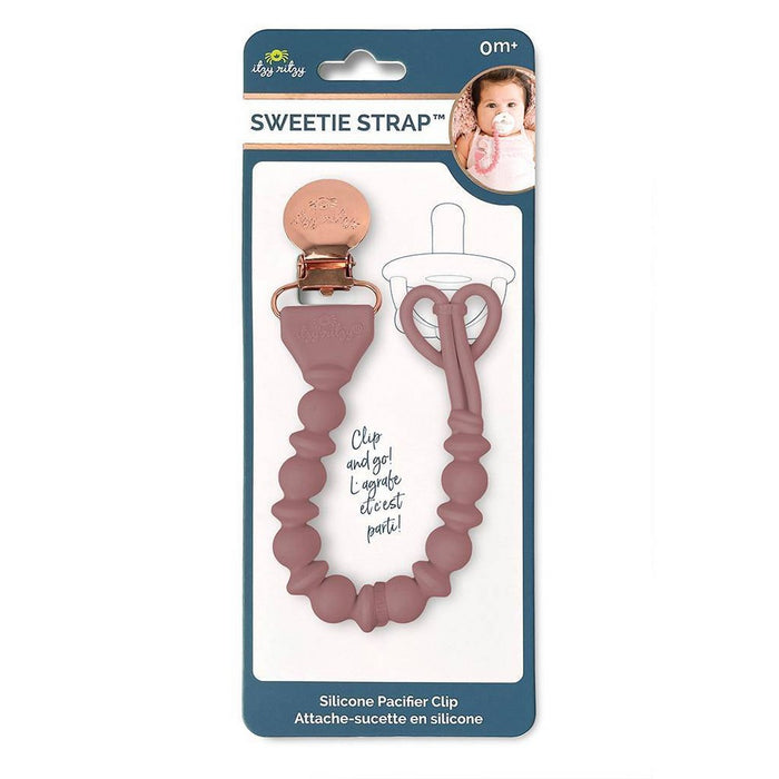 Itzy Ritzy Sweetie Beaded Strap Pacifier Clip - Rosewood