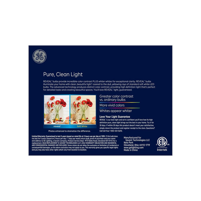 GE 12W 2pk Reveal Long Neck LED Light Bulbs