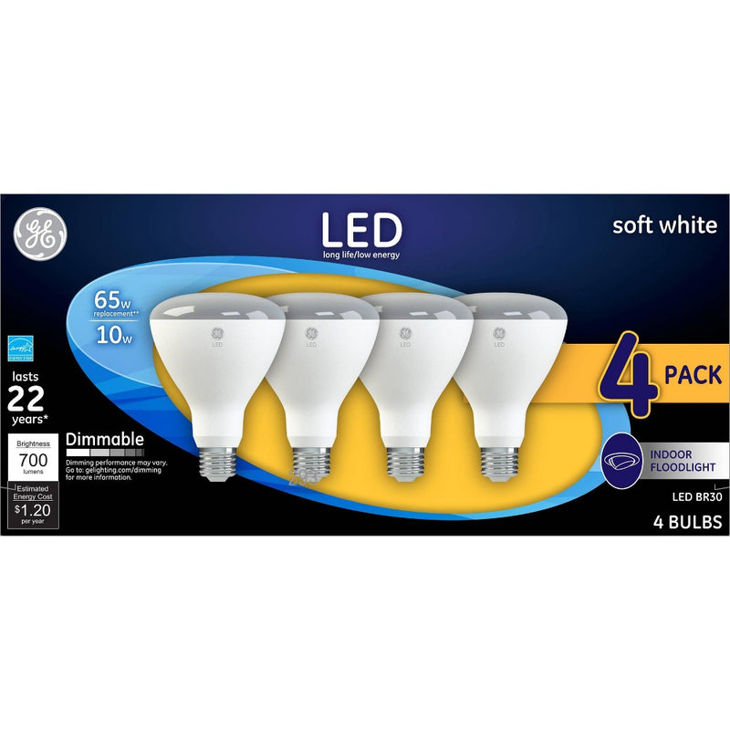 GE 4pk 65W BR30 LED Light Bulb White