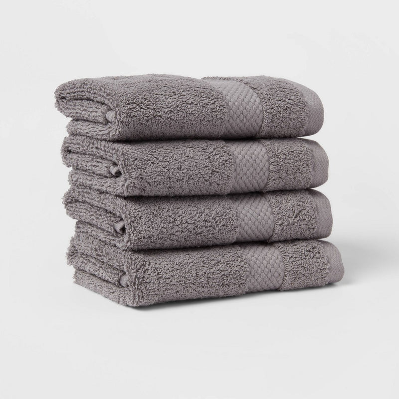 4pc Performance Plus Washcloths Dark Gray - Threshold
