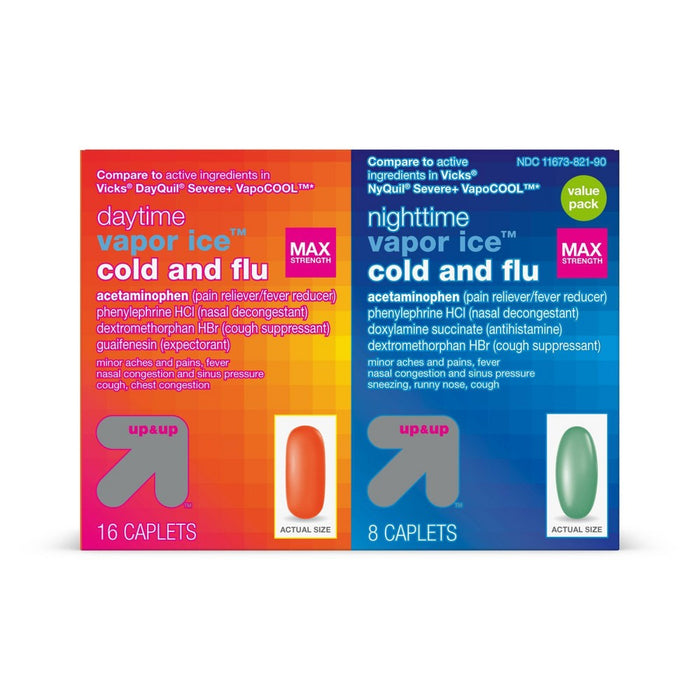 Acetaminophen Day/Night Time Vapour Ice Cold and Flu Relief Caplets - 24ct - up & up
