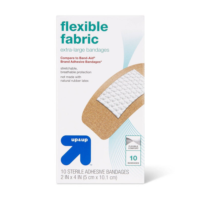 Extra Large Flexible Fabric Bandages - 10ct - up & up