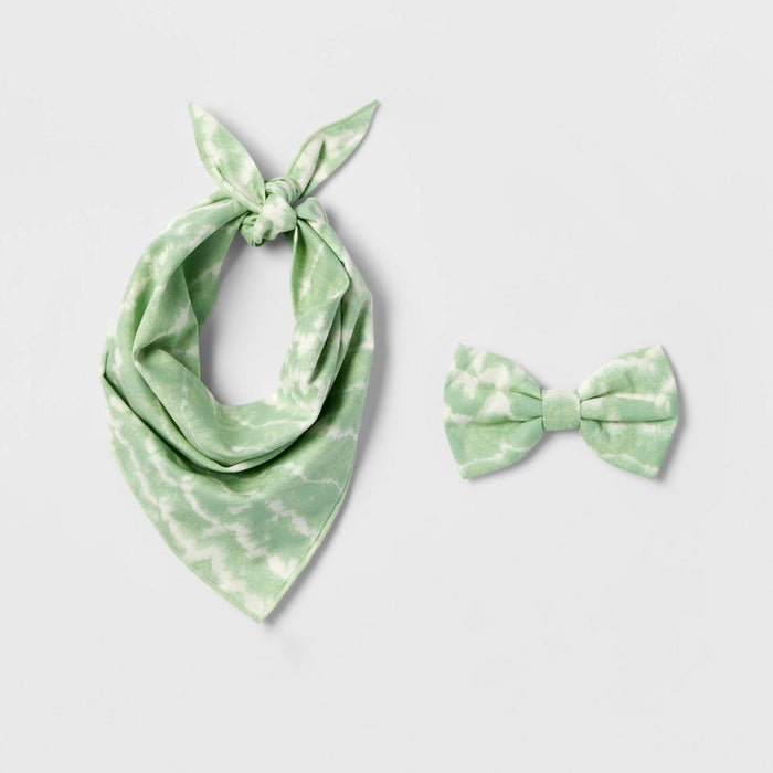 Tie-Dye Dog Bowtie - Green - Boots & Barkley