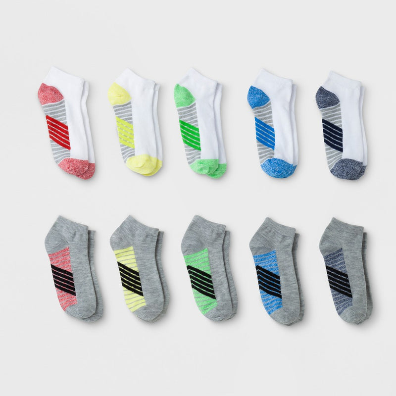 Boys' 10pk Stripe Low Cut Socks - Cat & Jack SMALL (5.5-8.5)