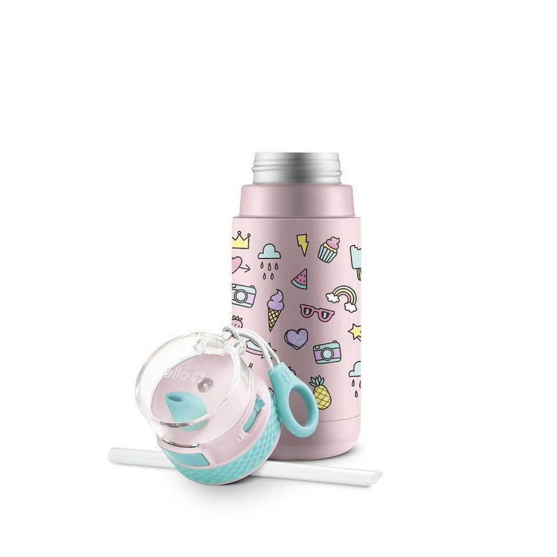 Ello 12oz Stainless Steel Ride Kids' Water Bottle Pink